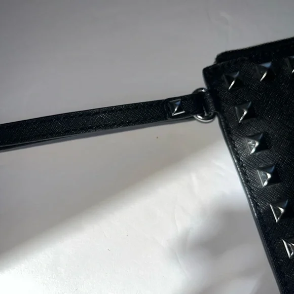 Michael Kors Black Saffiano Leather Studded  Clutch Silver Color Hardware NWOT - Picture 9 of 9